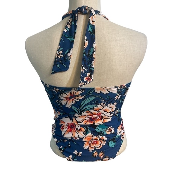 Modcloth One Piece swimsuit blue orange floral tropical floral New Sz S - Picture 8 of 8